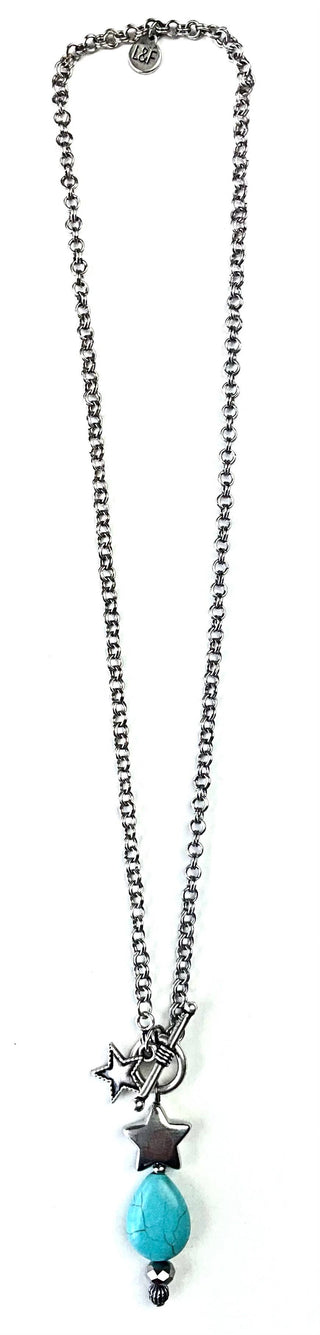 Turquoise Teardrop and Star Necklace