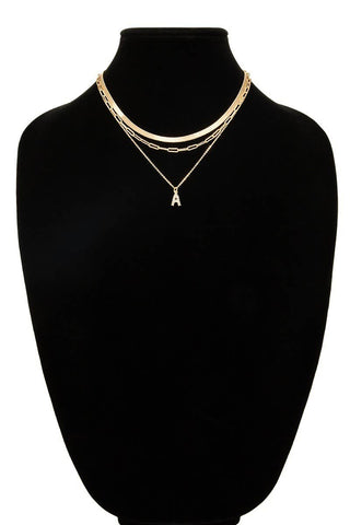 Layered Initial Triple Chain Necklace