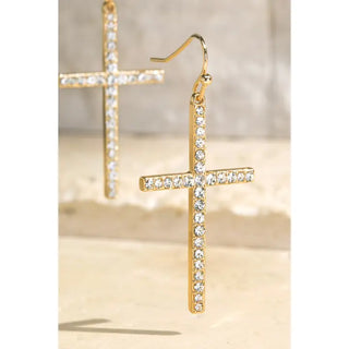 Pave Crystal Cross Earrings