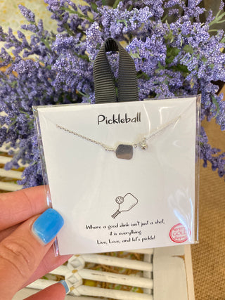 Pickleball Necklace - Silver