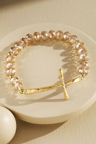Beaded Cross Stretch Bracelet