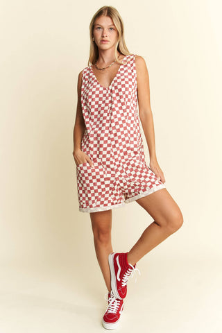 PLAID PRINT SHORTS ROMPER