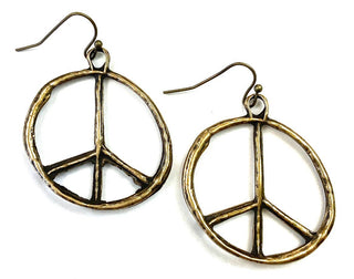 Antique Gold Peace Sign Earrings