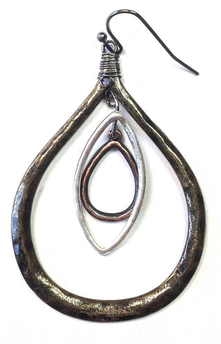 Mixed Finish Tear Drop Earrings