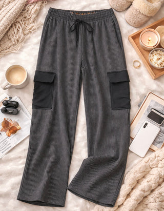 Paisley Ribbed Pants in Charcoal