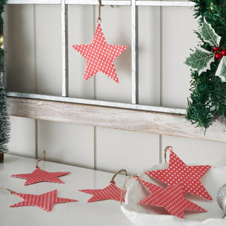 Dotted Metal Star Ornaments Red Set