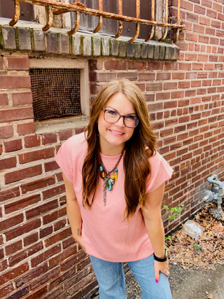 Heidi Textured Top in Tan Rose