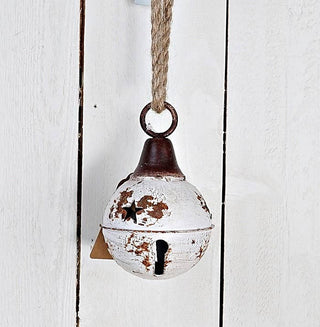 5" White Star Distressed Jingle Bell