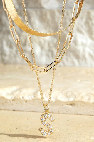 Layered Initial Triple Chain Necklace