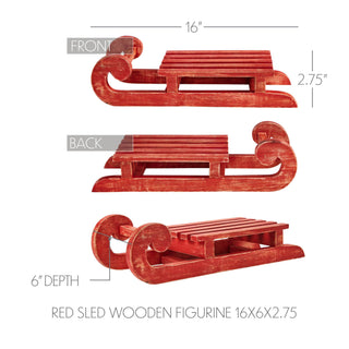 Red Sled Wooden Figurine