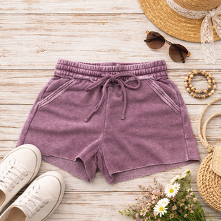 Jenny Drawstring Shorts in Eggplant
