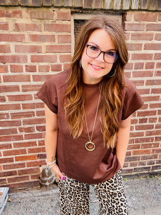 Heidi Textured Top in Mocha