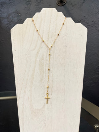 Gold Cross Drop Necklace