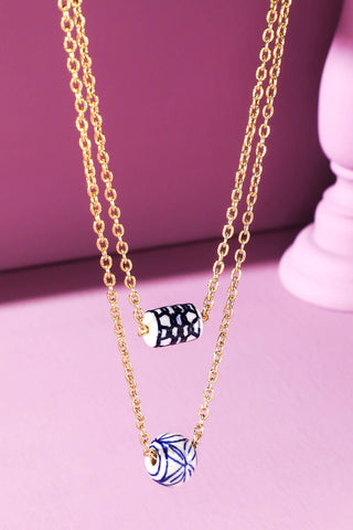Double Layer Ceramic Bead Necklace