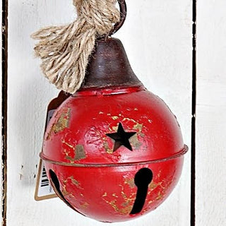 5" Red Star Distressed Jingle Bell