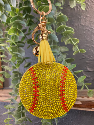 Ballpark Mom Softball Bling Keychain