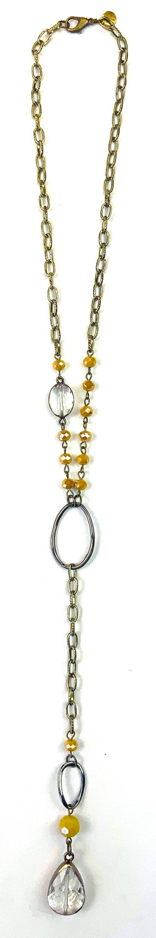 Mustard Beaded Rosary Style Necklace