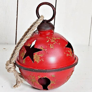 8" Red Star Distressed Jingle Bell