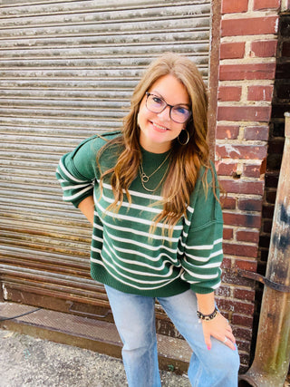Sasha Striped Sweater in Green