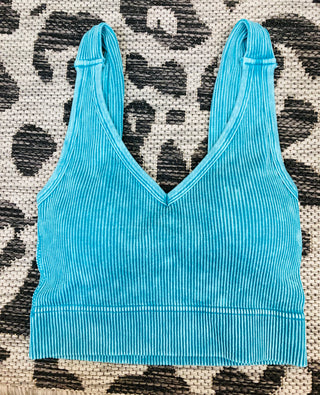 Ribbed Bralette in Light Teal
