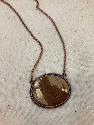 Cowhide & Copper Necklace