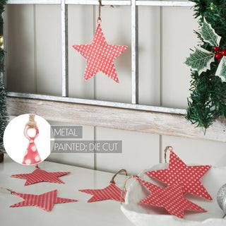 Dotted Metal Star Ornaments Red Set