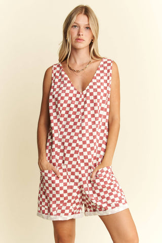PLAID PRINT SHORTS ROMPER
