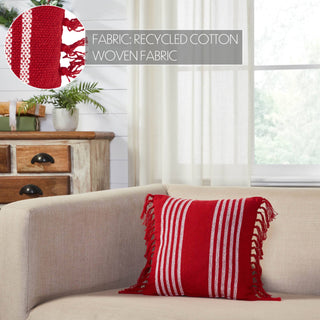 Arendal Red Stripe Fringed  Pillow