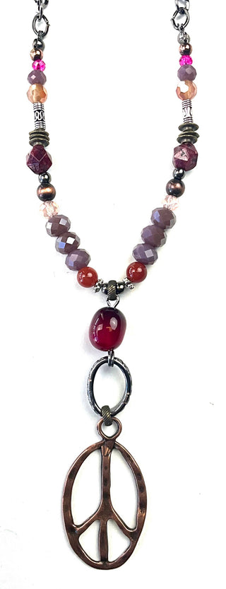 Antique Copper Peace Sign Necklace