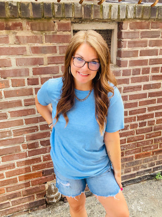 Best Boyfriend Tee in Heather Ocean Blue