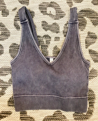 Ribbed Bralette in Black