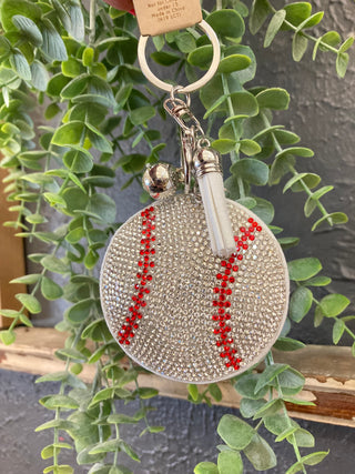 Ballpark Mom Baseball Bling Keychain