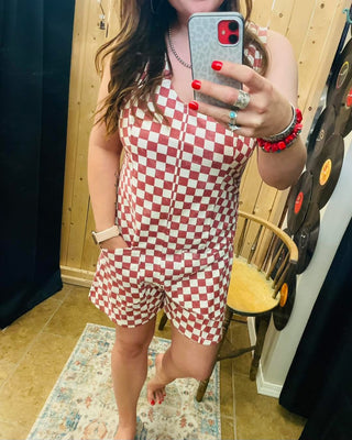 PLAID PRINT SHORTS ROMPER
