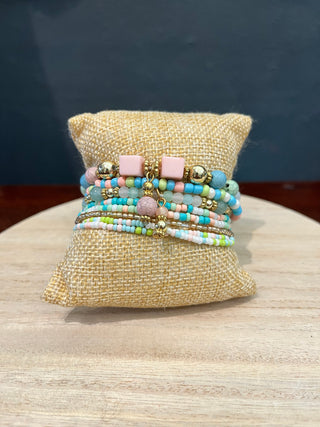 Simple and Sweet Bracelet Set - Cotton Candy