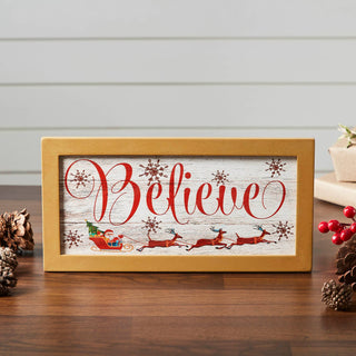 Believe Santa Sleigh Framed Wall Hanging