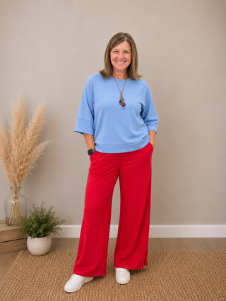 Reagan 3/4 Sleeve Top in Blue