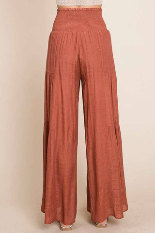 Allison Rust Tie Front Wide Leg Pants