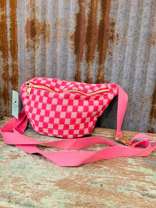 Checked Out Bum Bag ~ Pink