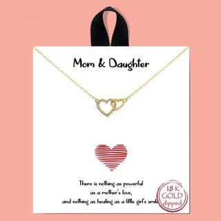 Mom and Daughter Pave Heart Necklace