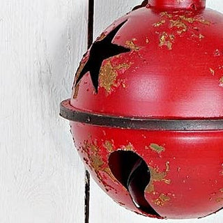 8" Red Star Distressed Jingle Bell