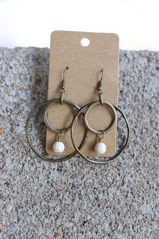 Antique Gold Double Ring Earrings