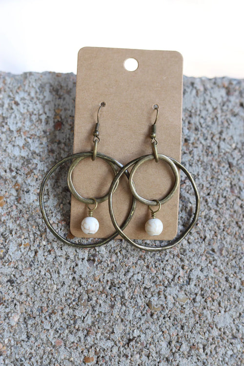 Antique Gold Double Ring Earrings