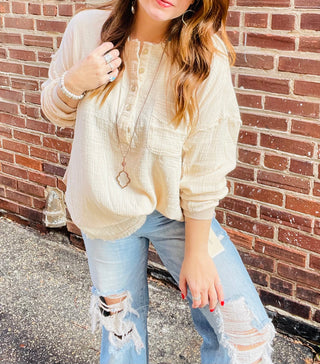 Amber Textured Cream Top