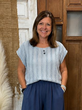 Easton Eyelet Top in Blue