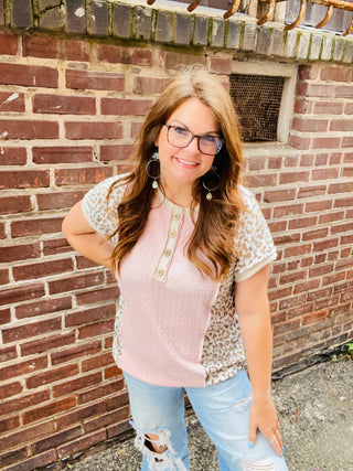 Blaire Leopard Colorblock Top