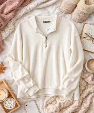 Vera Ribbed Quarter Zip Pullover