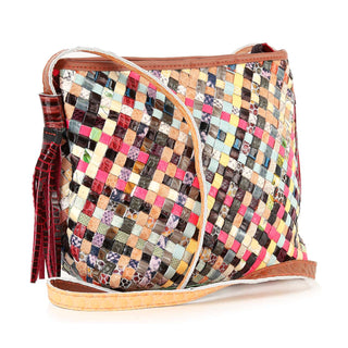 Genuine Leather Woven Crossbody