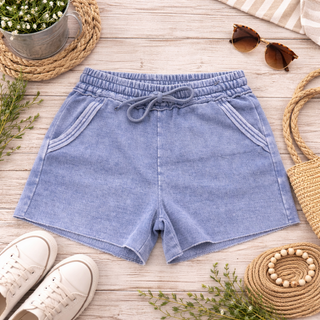 Jenny Drawstring Shorts in Blue