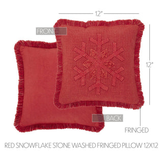 Red Snowflake  Fringed Pillow