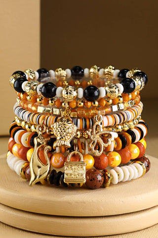 8 Layered Multi-Bead India Stretch Bracelet